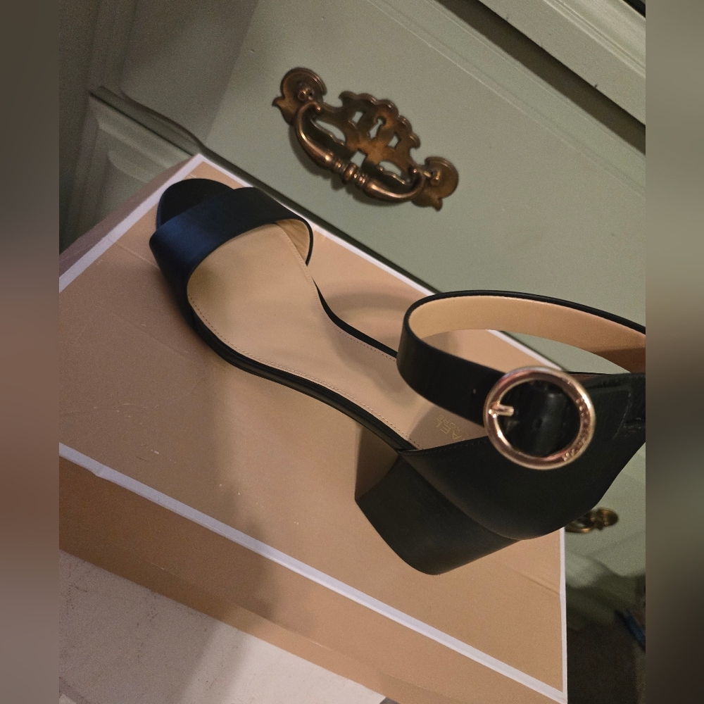 Mkors Black Block Heel Sandals